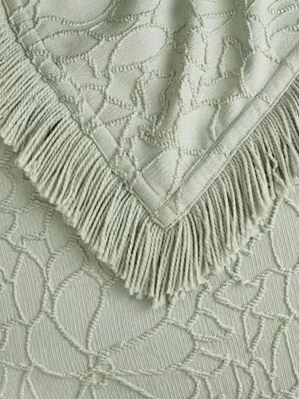 Madison Park Queen Sage Chenille Bedspread Fringe Set